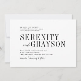 Den moderna typografiska eleganten bröllop inbjudningar