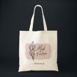 Den moderna vattenfärgen blommigt  maid of honor tygkasse<br><div class="desc">Modern illustration av vattenfärger med penseldrag och enkla blommigtar i kombination med handskrivet elegant "maid of honor" för perfektens bröllopsgåva. Monogram finns i sans serif-teckensnitt och är enkelt att personlig.</div>