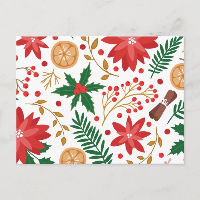 Den moderna vattenfärgen Jul-Grönten Gräs Träd Helg Vykort (Framsida)