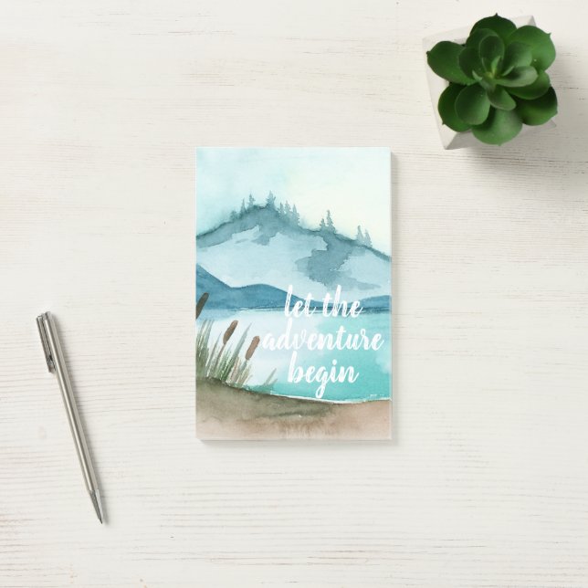 Den moderna vattenfärgen Låt oss Äventyr från börj Post-it Block (Kontor)