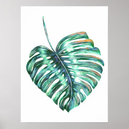 Den moderna vattenfärgen Monstera löv tropiska han Poster