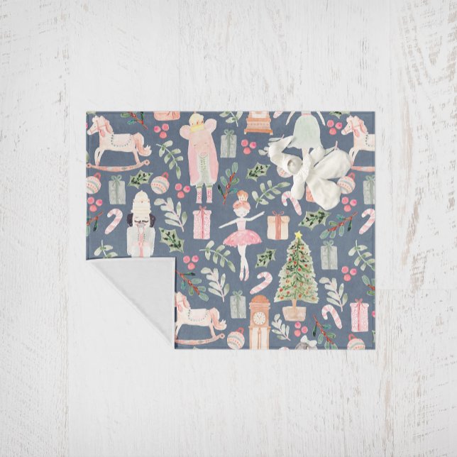 Den moderna vattenfärgen Nutcracker Fleecefilt (the nutcracker Christmas Holiday pattern design)