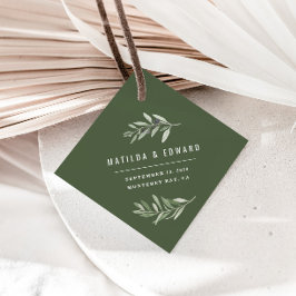 Den moderna vattenfärgen olivträd gren blad bröllo gåvor etiketter