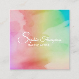 Den moderna vattenfärgen skrivar regnbågen - fyrkantigt visitkort