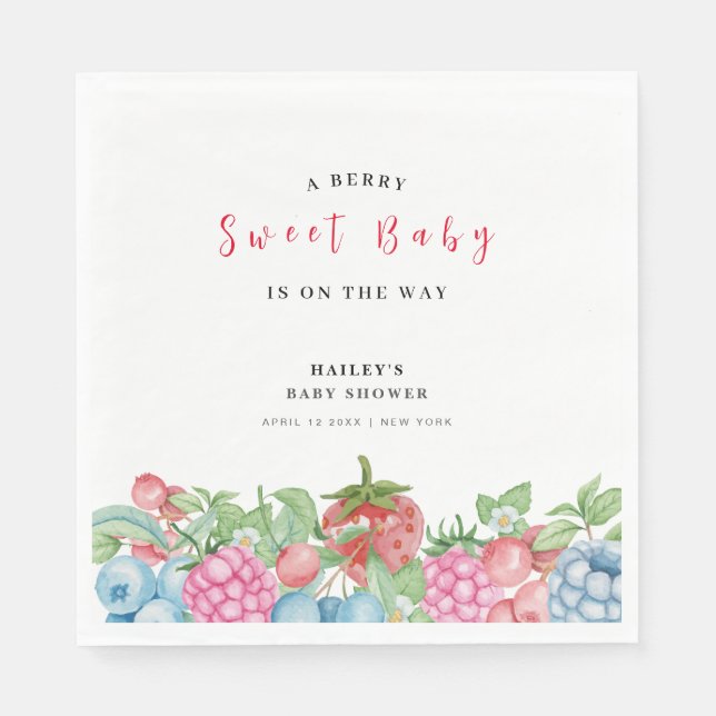 Den moderna Vilden Berry Sweet Baby Shower Pappersservett (Framsidan)