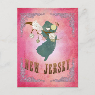 Den moderna Vintage New jersey-staten Karta-Candy Vykort
