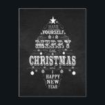 Den moderna vintagen chalkboard julgran helg vykort<br><div class="desc">Modern Helgdag Chalkboard-konst. Blandning av typsnitt används för att skapa en typografi av Julgran... ... ha dig själv en God Little-jul,  med prydnadsföremål på en vintage svart kritbakgrund.</div>