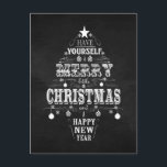 Den moderna vintagen chalkboard julgran helg vykort<br><div class="desc">Modern Helgdag Chalkboard-konst. Blandning av typsnitt används för att skapa en typografi av Julgran... ... ha dig själv en God Little-jul,  med prydnadsföremål på en vintage svart kritbakgrund.</div>