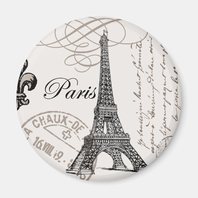 Den moderna vintagen Eiffel Torn Magnet (Framsidan)