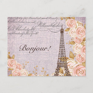 Den moderna Vintagen Eiffel Torn Paris Frankrike Vykort