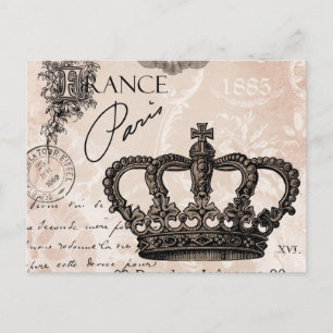 den moderna vintagen fransk shabby chic krona vykort