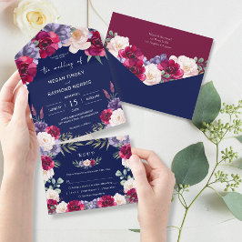 Den moderna Vintagens Blommigt Bröllop i Burgundy