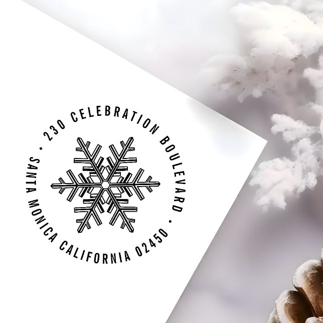 Den moderna vinterjulen - snöflingans Returadress Självfärgande Stämpel (Skapare uppladdad)