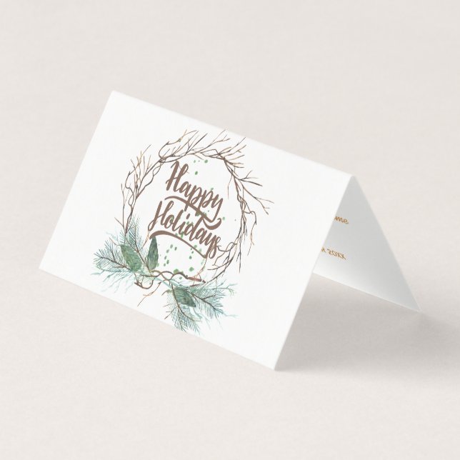 Den moderna vinterskogen i grenar gräs helgdagar kort (Framsida)