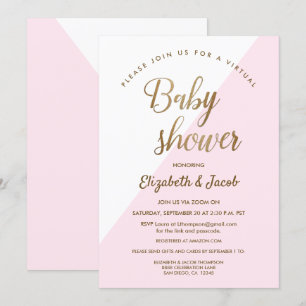 Den moderna Virtuella Chicen Baby Shower Rosa Flic Inbjudningar