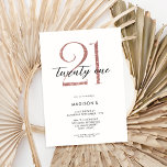 Den moderna Vit ros Guld-Eleganten, 21:a födelseda Inbjudningar<br><div class="desc">En enkel,  modern 21:a födelsedagsinbjudan som innehåller elegantens kalligrafi-skript,  typografi och minimalistisk design i vitt och ro guld.</div>