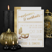Den moderna Vita Guld-Eleganten Vuxen Halloween fe