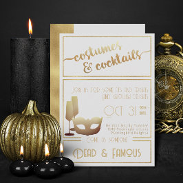 Den moderna Vita Guld-Eleganten Vuxen Halloween fe Inbjudningar