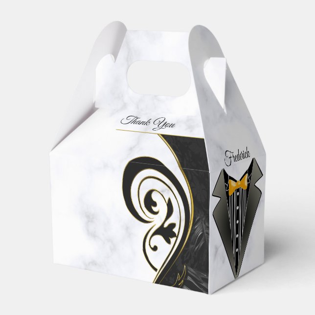 Den moderna Vita - Marble Black Abstrakt Gift Box Presentaskar (Framsidan Sidan)