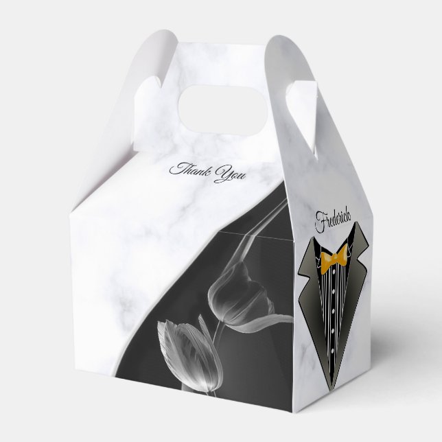 Den moderna Vita - Marble Black Abstrakt Gift Box Presentaskar (Framsidan Sidan)