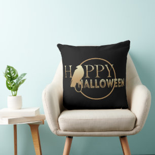 Den moderna Vita och Guld Chic Vuxen Happy hallowe Kudde