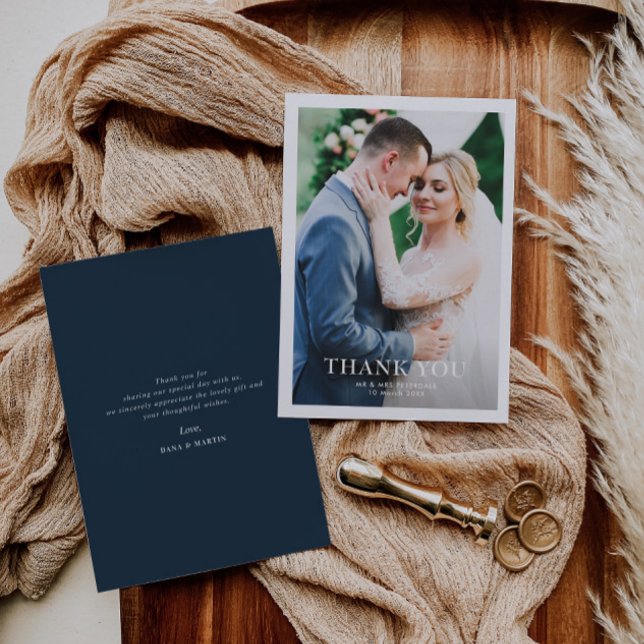 Den moderna vita personligen gräns bröllop tack kort (Skapare uppladdad)