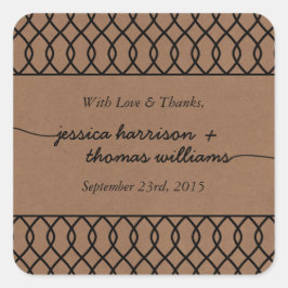 Den moderna Whimsical Kraft Bröllop-samlingen Fyrkantigt Klistermärke