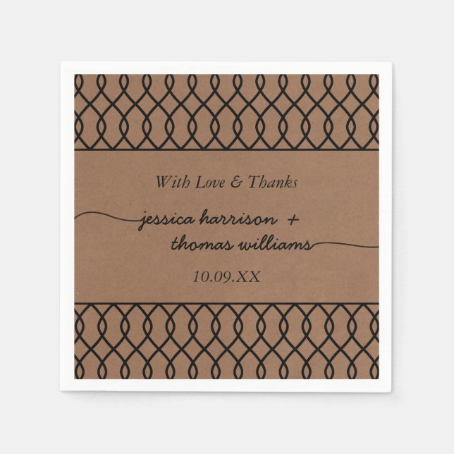 Den moderna Whimsical Kraft Bröllop-samlingen Pappersservett (Framsidan)