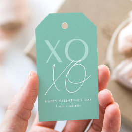 Den moderna XOXO Mint Grönt Valentine Day Presentetikett