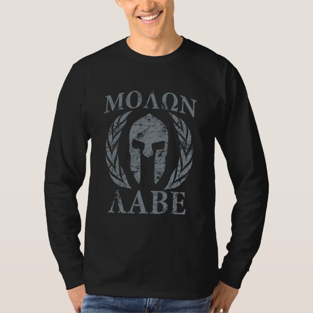 Den Molon Labe krigare maskerar lagrar på svart Tee Shirt (Framsida)