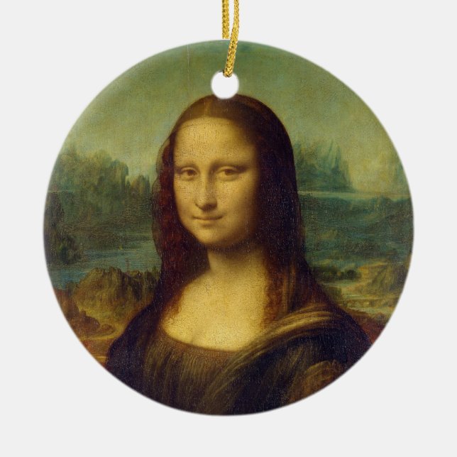 Den Mona Lisa laen Joconde av Leonardo Da Vinci Julgransprydnad Keramik (Framsidan)
