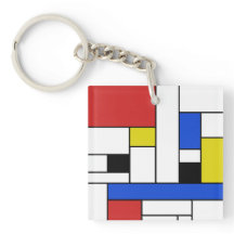 Den Mondrian linjer kvadrerar (tvåsidiga) Keychain