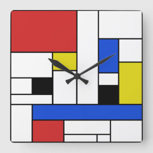 Den Mondrian linjer kvadrerar väggen tar tid på Fyrkantig Klocka