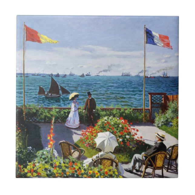Den Monet trädgården på Sainte Adresse belägger Kakelplatta (Framsidan)