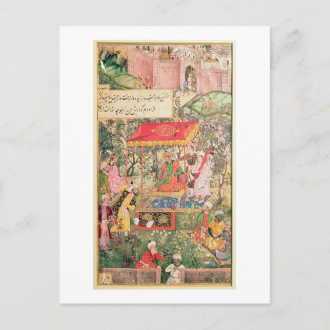 Den mongoliska kejsaren Babur tar emot sändebuden  Vykort (Framsida)