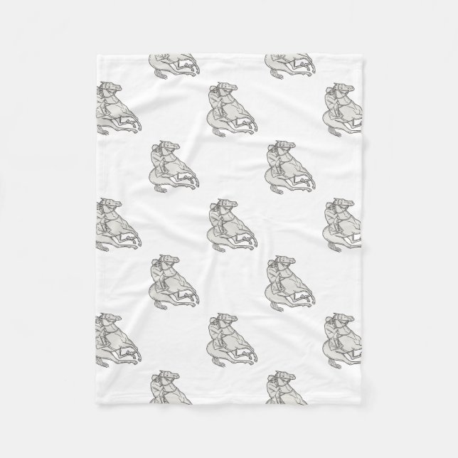 Den Mono hästen för Jockeyridningthoroughbreden Fleecefilt (Framsidan)