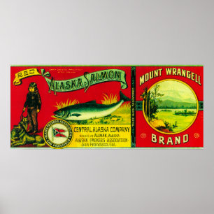 Den monteringsWrangell laxen kan LabelAlimak, AK Poster