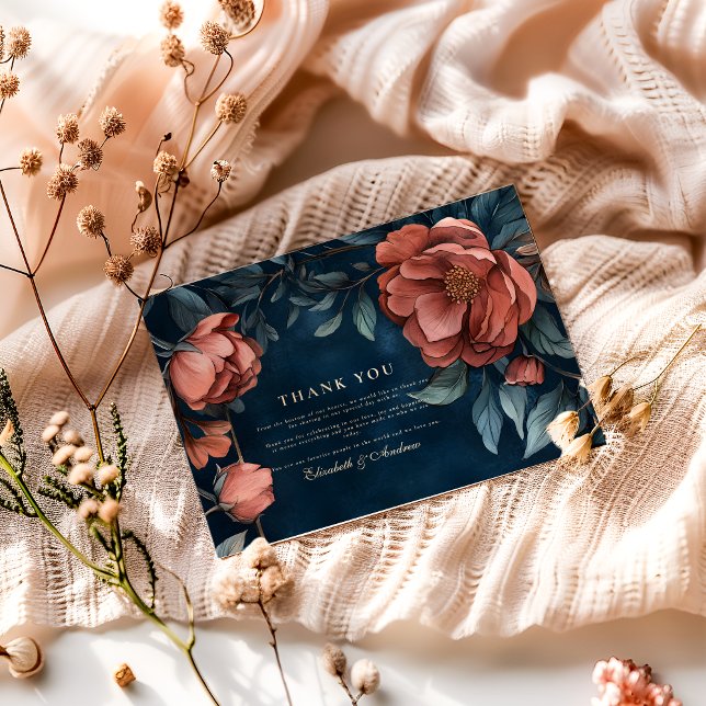 Den Moody gotiska Blommigten Bröllop Tack Kort (Skapare uppladdad)