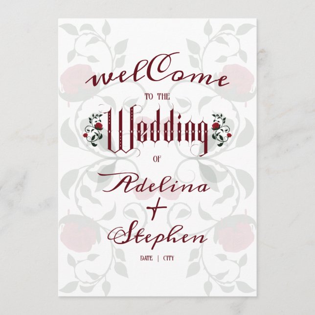 Den Moody serviceordern för Gothic Bröllop Röd ros Program (Framsida)