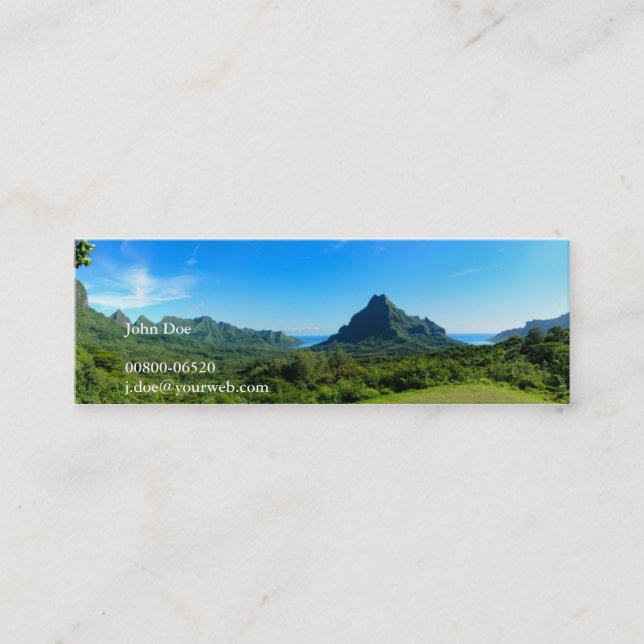 Den Moorea panoramavisitkorten med kontakten Mini Visitkort (Framsida)