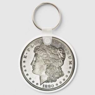 Den Morgan silverdollaren avbildar på Keychain Nyckelring