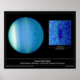 Den mörka fläcken på planet Uranus från Hubble Poster