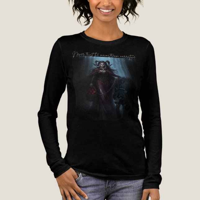 Den mörkröda Ridning Hood T Shirt (Framsida)