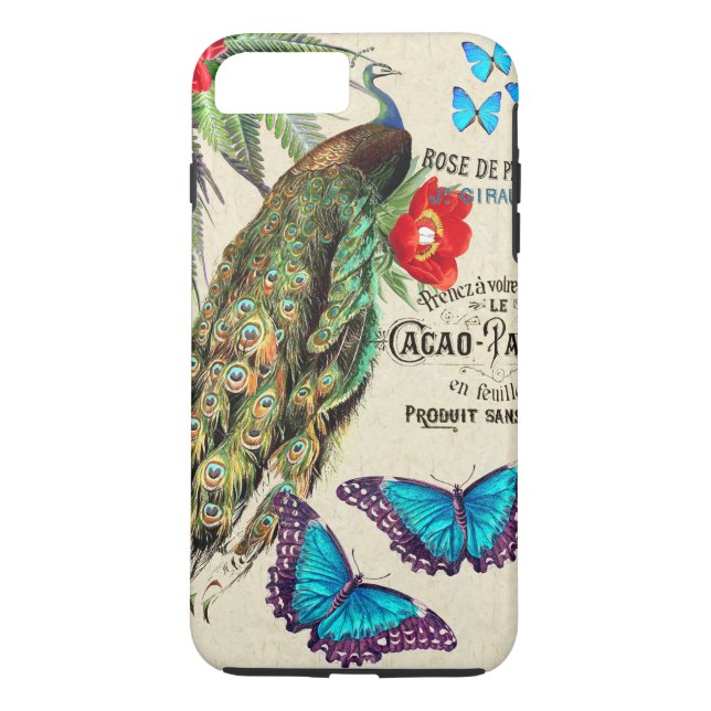 Den Morpho fjärilspåfågeln blommar Case-Mate iPhone Skal (Baksida)