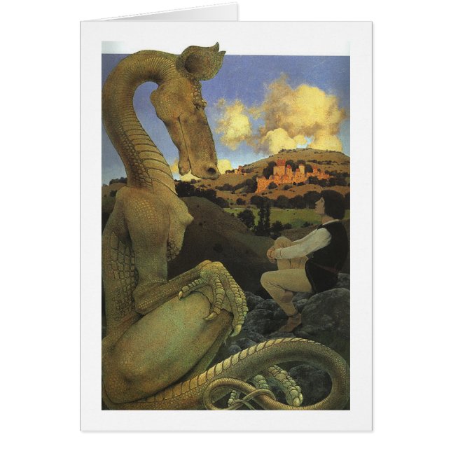 Den motvilliga draken, Maxfield Parrish Hälsningskort (Framsidan)