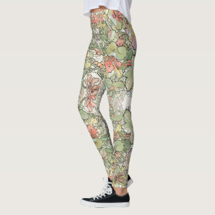 Den Mucha art nouveau blommar All över Leggings