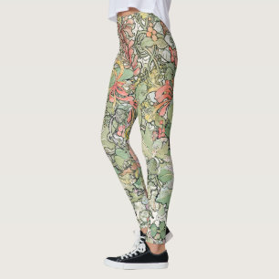 Den Mucha art nouveau blommar All över Leggings