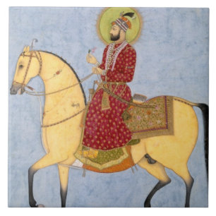 Den Mughal kejsaren Farrukhsiyar (1683-1719) Kakelplatta