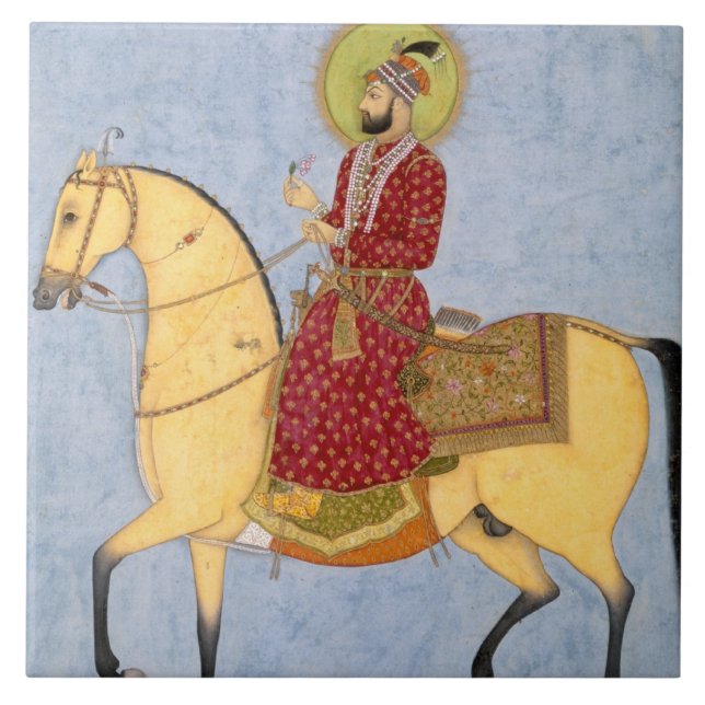 Den Mughal kejsaren Farrukhsiyar (1683-1719) Kakelplatta (Framsidan)