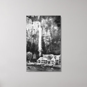 Den Multnomah nedgångar och logen fotograferar Canvastryck